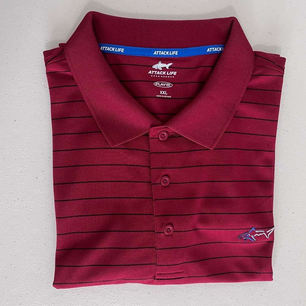 Greg Norman Men’s Red Striped PlayDry Golf Polo Shirt size XXL